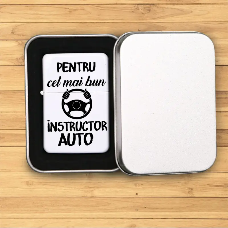 Pentru cel mai bun instructor auto, bricheta metalica gravata laser cu mesaj, model bgs106